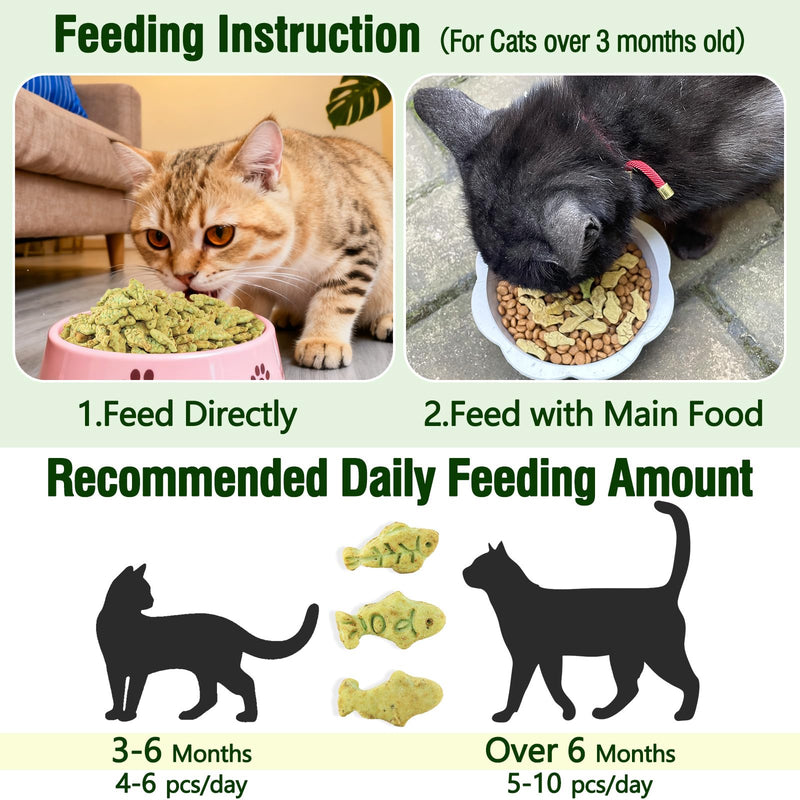 13.4oz/380g Cat Grass Treats, Cat Dental Treats Hairball Control, Chicken Catnip Cats Grass Flavor, Cats Treat Snacks Biscuits for Teeth Cleaning Training