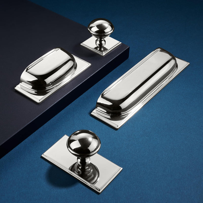 SAILING 10 Pack Cabinet Cup Handle- 5"/128mm Polished Nickel Cabinet Cup Pulls Cabinet Handles Kitchen Hardware Bathroom Living Room Drawer pulls 5" Hole Center - 10 Pcs