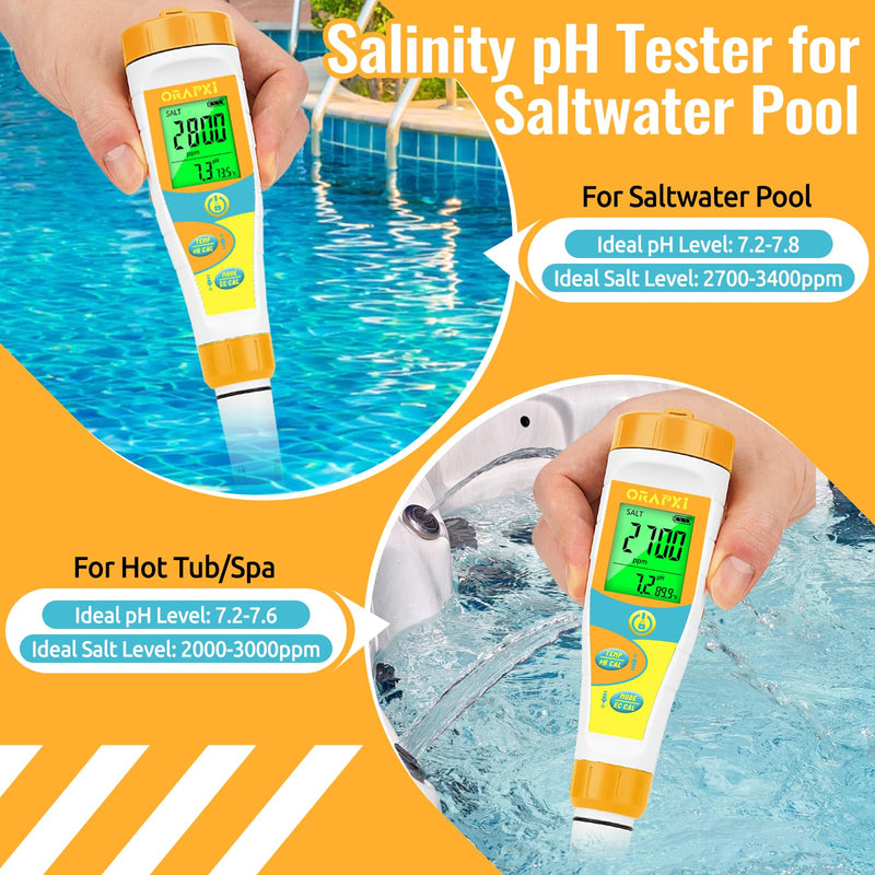 pH Meter Salinity Tester for Saltwater Aquarium Simultaneous Display of pH Salt for Saltwater Pool Update Aquarium pH Tester pH and Salt Meter for Saltwater Aquarium Reef Tanks Koi Pond