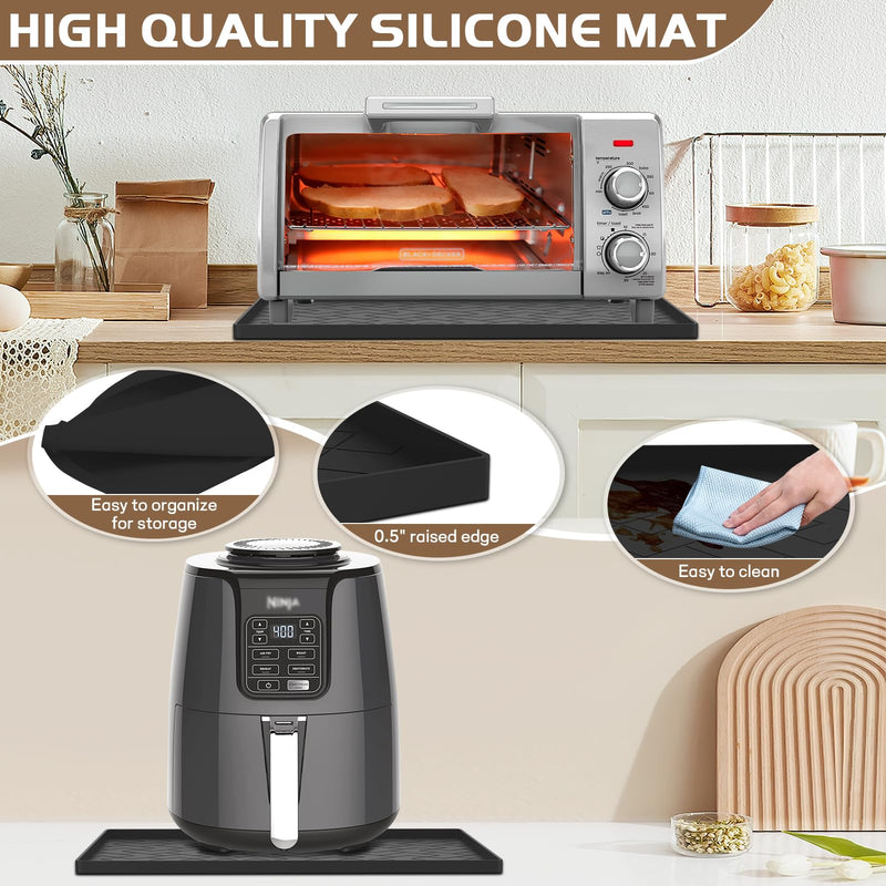 Silicone Heat Resistant Mat For Air Fryer,18''x15''x0.5''-Perfect for Ninja,COSORI,Chefman and Most Air Fryers Bottom Silicone air fryer mat-Protects Countertops From Damage and Scratches（1Pack Black） 1
