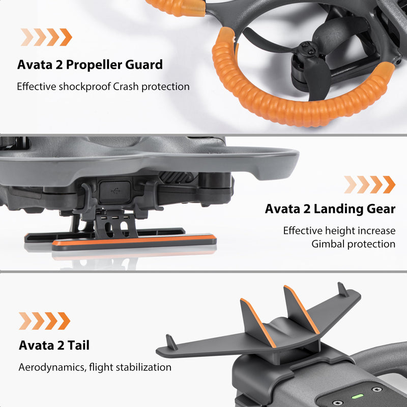 STARTRC 3-IN-1 Avata 2 Accessories bundles,Avata 2 Propeller Guard+Tail+Landing gear Protector for DJI Avata 2 fly more combo Drone Protection(Not including drone)