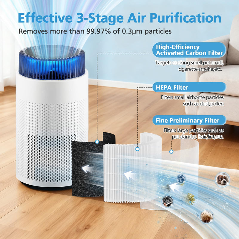 2 Pack Airmega 100 Replacement Filter for Coway Airmega 100 Air Purifier White