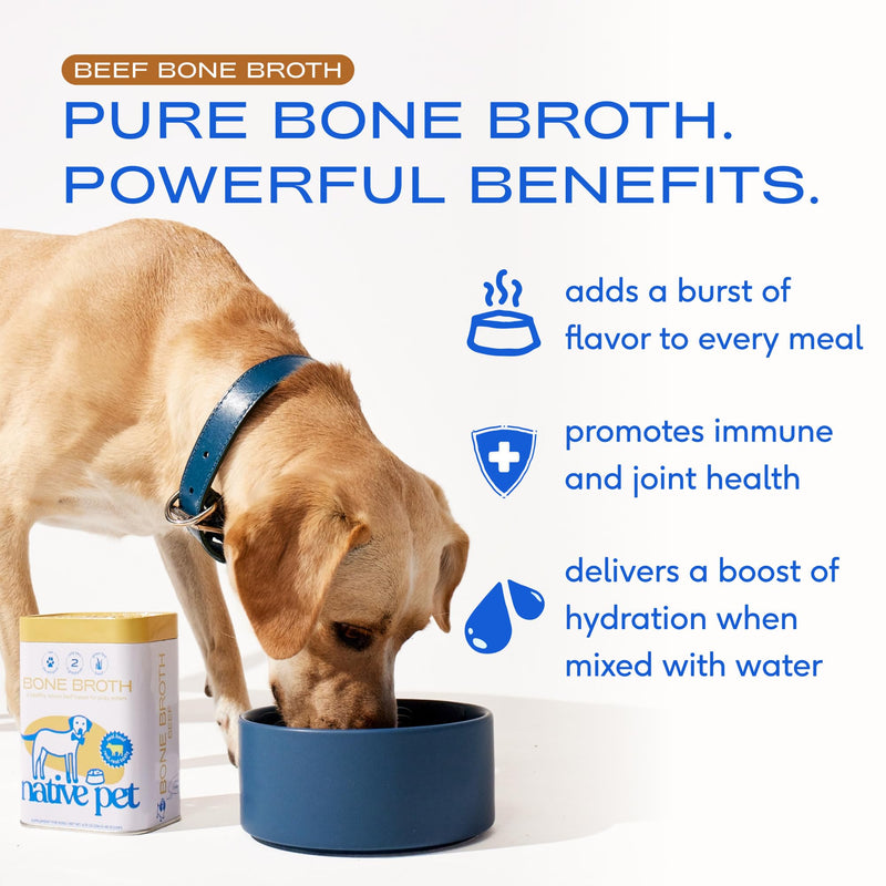 Native Pet Dental & Digestive Support Bundle: 60 Scoops GutWell Clean Breath - Dog Breath Freshener & 48 Scoops Bone Broth for Dogs - Made with Real Beef Bone Broth, Dog Food Toppers