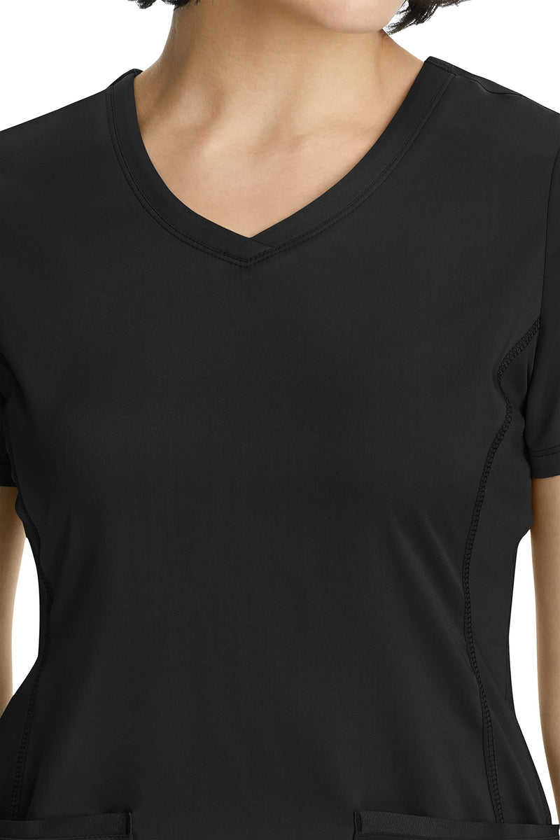 Healing Hands Women's Scrub Top V-Neck with 2 Pockets, 2-Way Stretch, and Yoga Knit Side Panels for Slim Fit 2245 Large Black