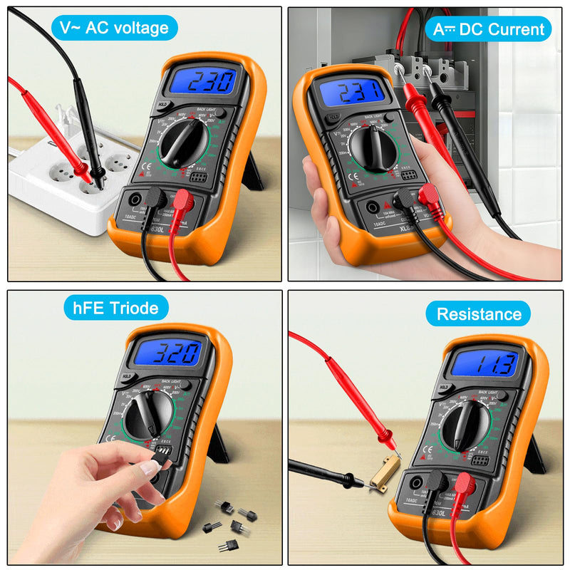 Multimeter with Clamp Meter,4000 Counts Amp Voltmeter & 2000 Counts Multi Tester,AC DC Voltage,Current,Resistance,Capacitance,NCV,Diode, Backlight LCD for Household Outlet Automotive Battery Test