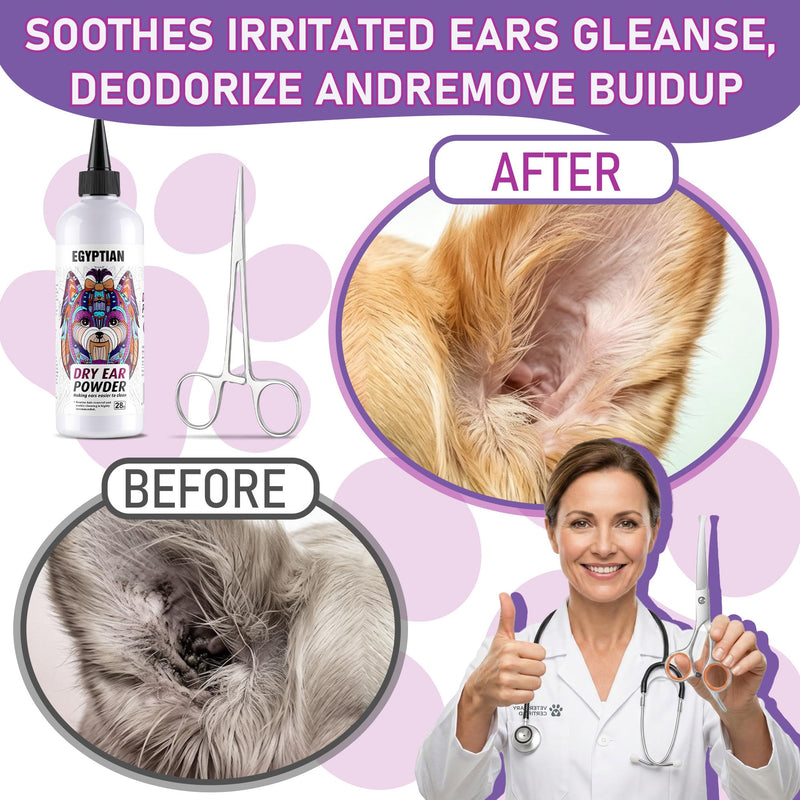 Dog Ear Hair Removal Tool Kit - Ear Powder, Safety Round Tip Scissors & Hemostat, Helps Reduce Wax & Odor, Grooming Kit for Schnauzers, Poodles & Breeds with Ear Hair, Calms Itchy Ears
