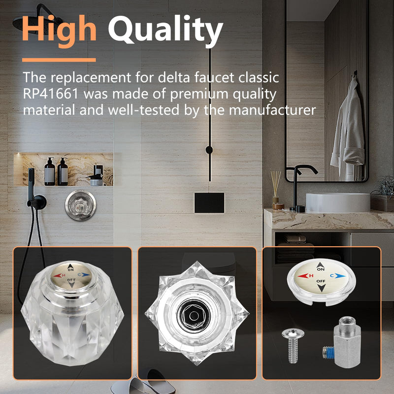 RP41661 Replacement Shower Faucet Handle for Delta and Peerless Single Handle Faucets with Button, Screw, Connector and Set Screw