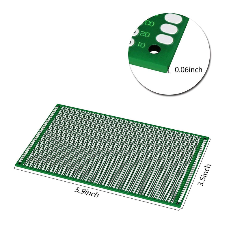 (Pack of 2) PCB Prototype Board, Double Sided PCB Proto Board for DIY Solder Breadboard, 9cm X 15cm(3.543" X 5.906") Universal Printed Circuit Board 9x15-2PC