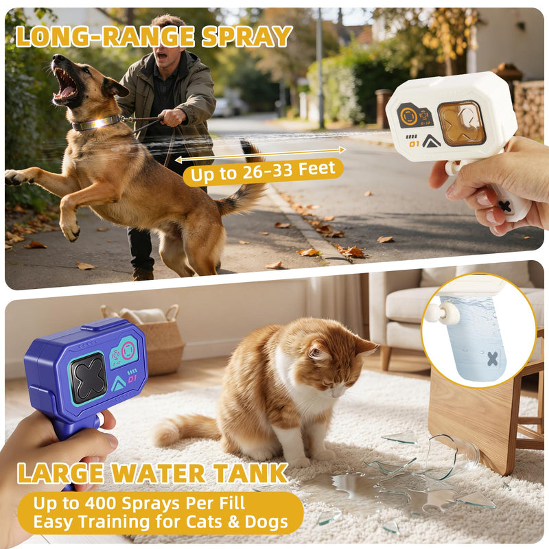 2 Pack Squirt Spray for Cats Dogs Training Squirt Gun for Cats Deterrent Water Spray Pistols for Dogs Pets Training Large-Capacity Water Tank, Leak-Proof Silicone Stopper Design, White and Blue