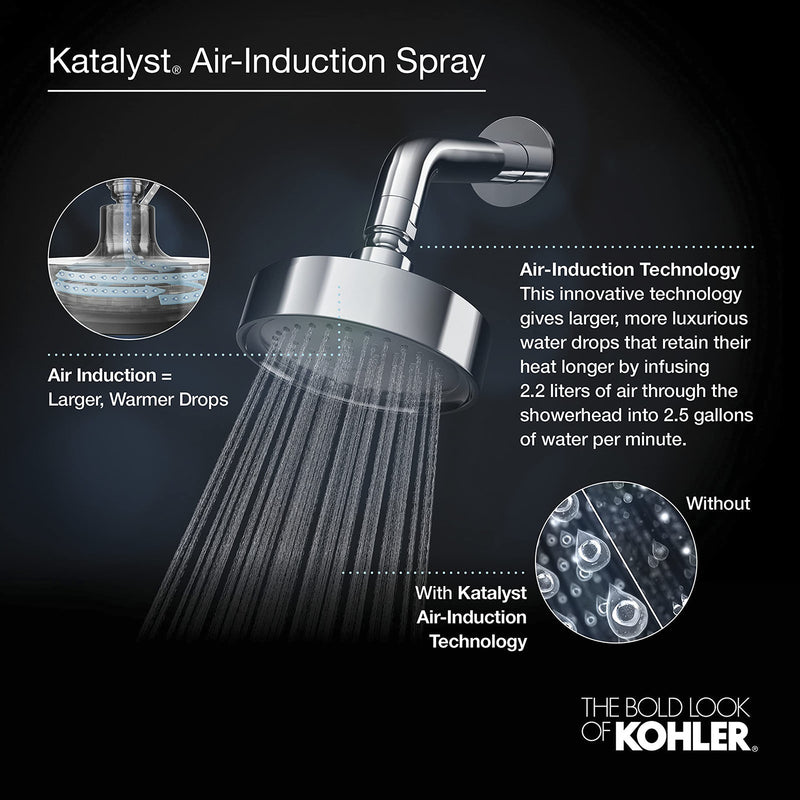 KOHLER 22169-G-AF Forte Multifunction Showerhead, Wall-Mount, 3 Spray Settings, 1.75 GPM, Vibrant French Gold
