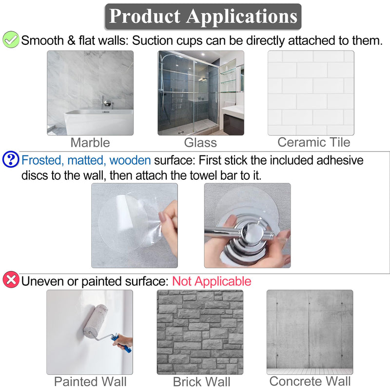 Suction Cup Extendable 17-29" Stainless Steel Towel Bar (Chrome Plating) Chrome Plating