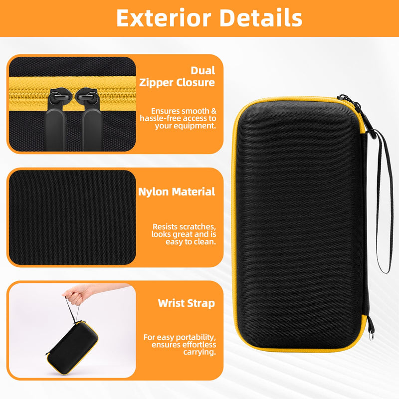 Hard Case for Fluke Multimeter - Compatible with 117/115/116/15B+/17B+/101/114/113/177/179/233/106/107 - Protective Storage Bag Organizer for Testers & Accessories (Case Only) Black &Yellow