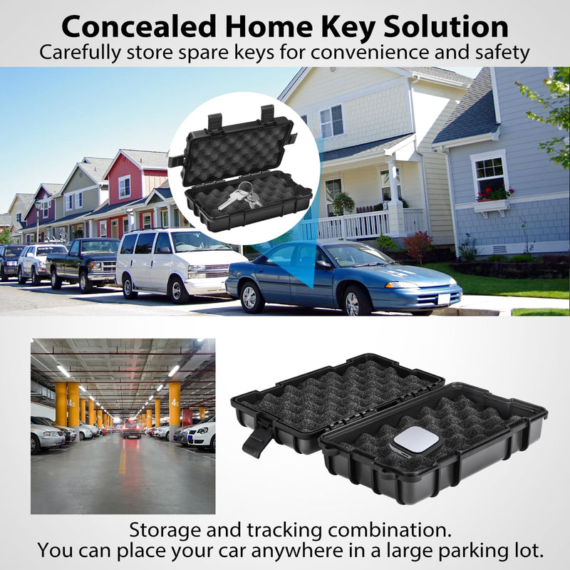 Magnetic Key Box for Under Car - Upgraded Waterproof Large Key Holder Under Vehicles - Outdoor Magnetic Box - Hidden Key Box Accessories WIth Signal Shielding Bag - Black
