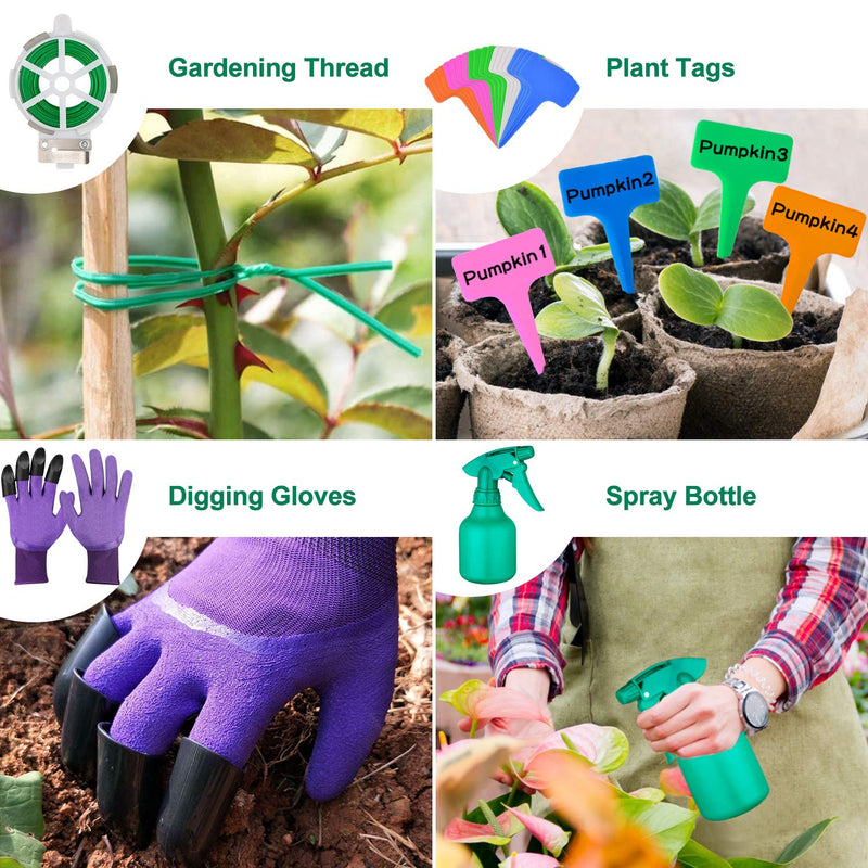 Garden Tools Set 83 Piece, Succulent Tools Set Included, Heavy Duty Aluminum Gardening Tools for Gardening, Non-Slip Ergonomic Handle Tools, Storage Tote Bag, Gifts Tools for Women Purple