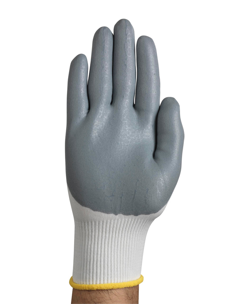 Ansell HyFlex 11-800 Nylon Glove, Gray Foam Nitrile Coating, Knit Wrist Cuff, Medium, Size 8 (Pack of 12)