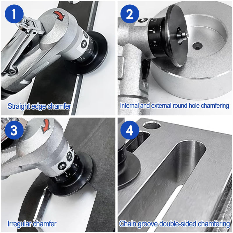 Mini Chamfering Machine, Handheld Air Beveling Machine Pneumatic Tool Air Beveling Edge Beveler for Metal Trimming Arc Corner Deburring Linear Beveling Trimming (Black,6*R+ 6*C blade+4*bearing) Black,6*R+ 6*C blade+4*bearing
