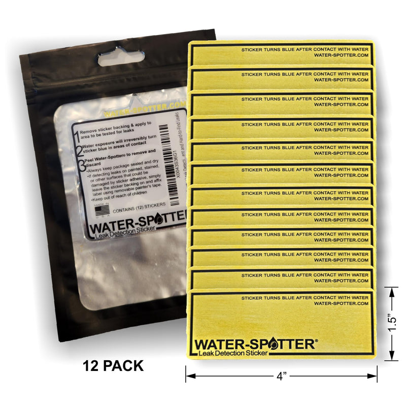 Water-Spotter Leak Detection Sticker, Easily Locate Intermittent and Hard-to-Find Leaks, Turns Blue with Water Contact, WS001