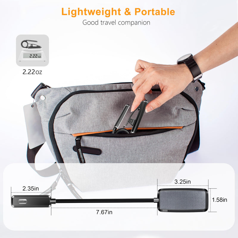 Gritin 9 LED Rechargeable Book Light for Reading in Bed - Eye Caring 3 Color Temperatures,Stepless Dimming Brightness,80 Hrs Runtime Small Lightweight Clip On Book Reading Light for Studying Black