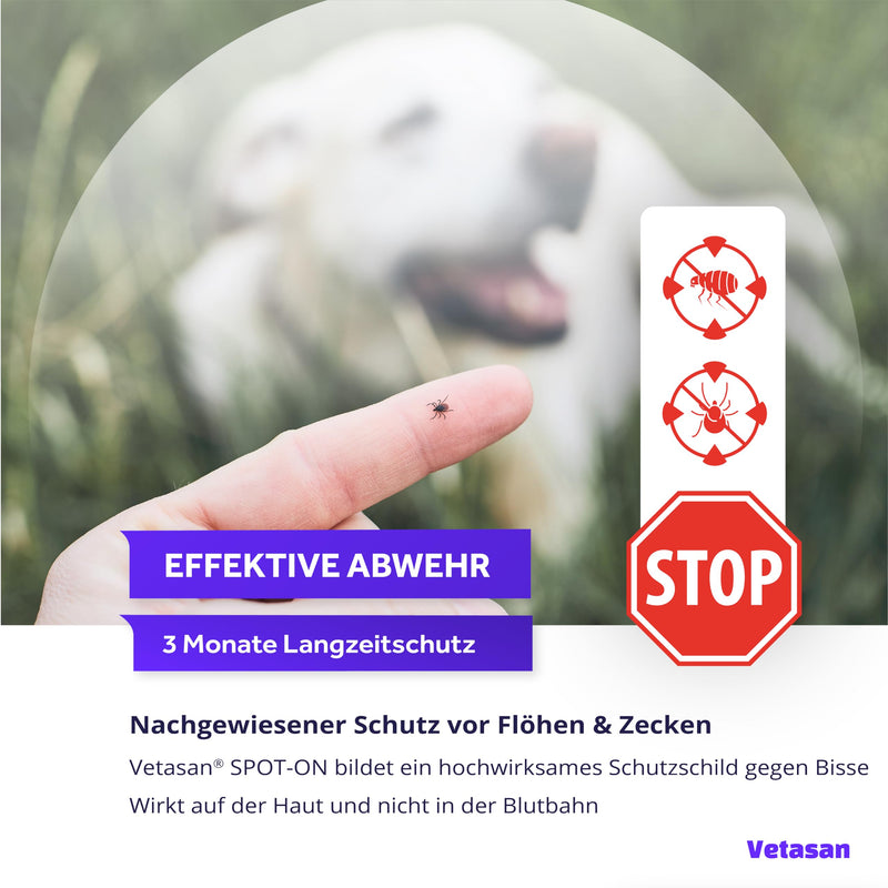 Vetasan Spot-ON for dogs 20-30kg (L) | against fleas & ticks | 3 months protection | HIGHLY EFFECTIVE | Tick repellent for dogs tick protection | Dog flea treatment 20-30 kg (L) - PawsPlanet Australia