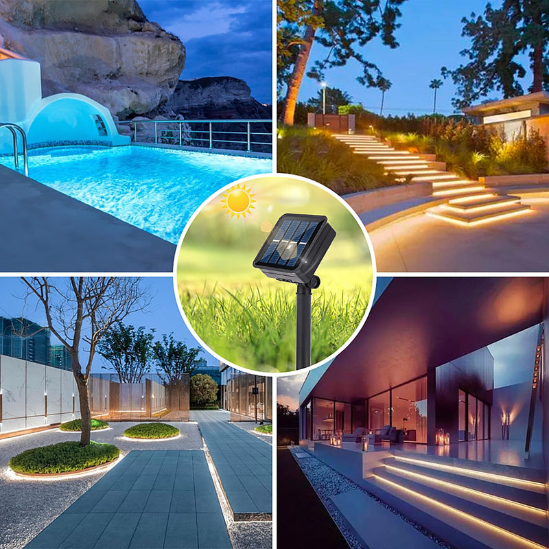 Solar LED Strip Lights Outdoor String Light Waterproof 20FT 180LED Cuttable Tape Rope Solar Lighting for Garden Path, Deck, Yard, Stair, Step, Christmas Decorative Lighting 2 Packs Warm White 19.7ft