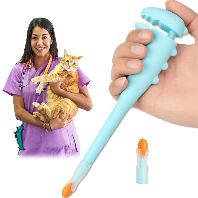 Pet Pill Shooter, Safe & Easy Pill Popper with 2 Premium Soft Silicone Tips for Cats and Dogs, Acts as Pet Piller, Medicine Feeder, Pill Pusher, Pill Dispenser, Cat and Dog Pill Shooter Blue Shooter