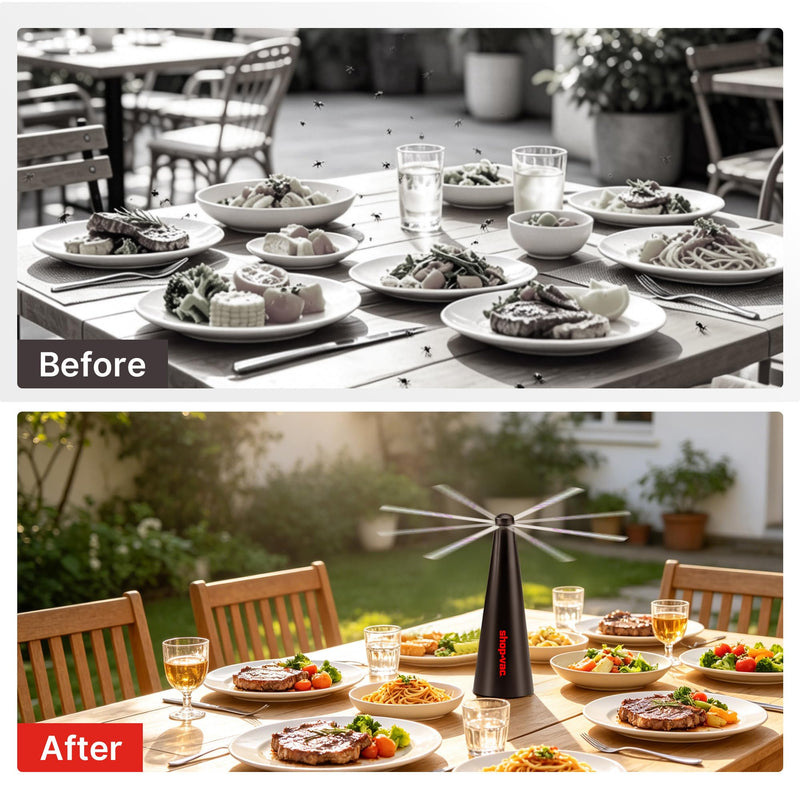 Shop-Vac Fly Fans for Tables Rechargeable 4 Pack, Portable Outdoor Food Fan Black
