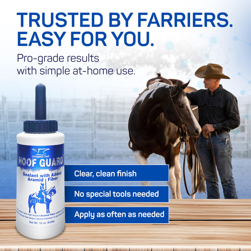 Hoof Guard Sealant for Horses 16oz – Fiber-Fortified Hoof Sealant with Aramid for Stronger Hooves – Professional Hoof Hardener That Fills Cracks, Locks In Moisture & Shields Against Thrush & UV Damage