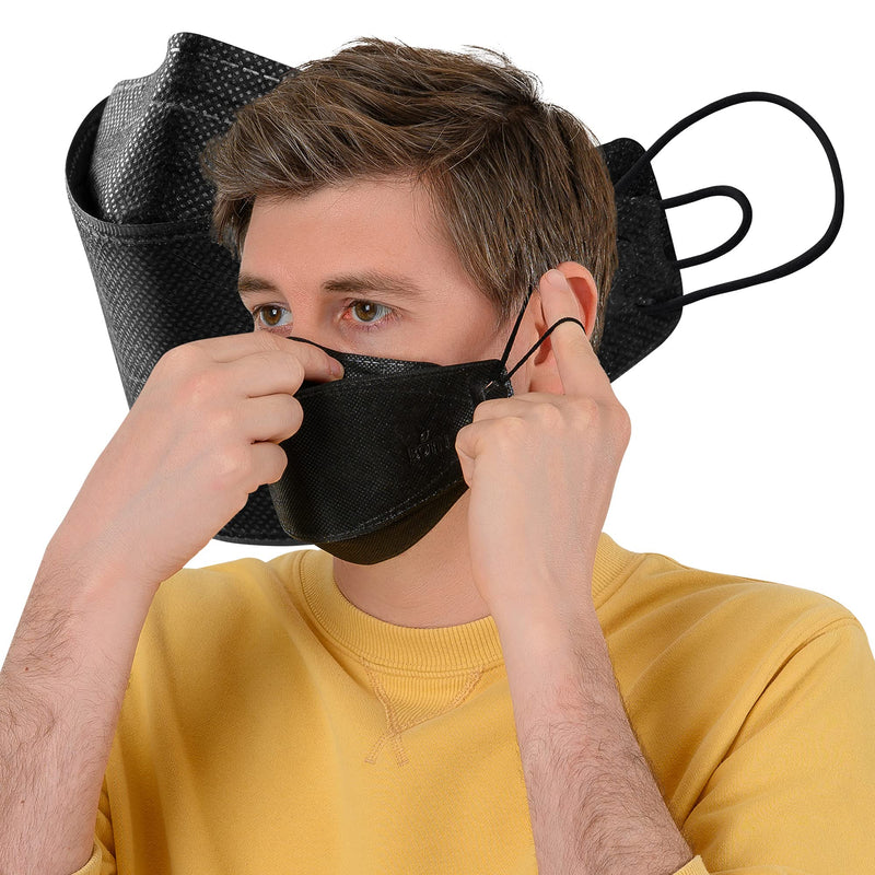 BOTN KF94 Face Mask for Adult, Black, Large, 10Pcs