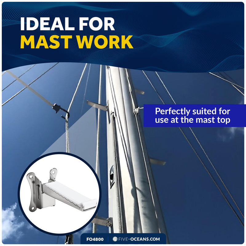 Five Oceans Folding Step, Folding Mast Step - Stainless Steel with Rubber Pad for Secure and Safe Access, 4-1/4 Inch (108mm) Step Length - Ideal for Marine Use - FO4800