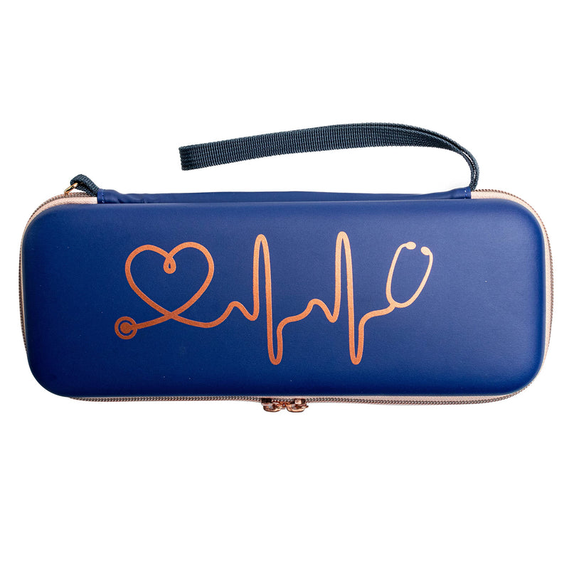Stethoscope Case for Nurses for 3M Littmann/MDF/Omron Stethoscopes - Extra Room for Medical Bandage Scissors EMT Trauma Shears and LED Penlight, (Navy Rosegold) Navy Rosegold