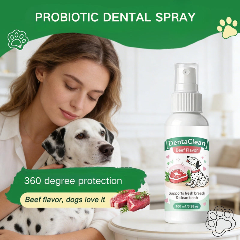 Dentaclean Spray for Dogs and Cats, Eliminate Bad Breath, Minimize Tartar Buildup, Supports Gums Oral Health, Dental Spray with Probiotics, Calendula Extract, Fresh Breath, No Brushing(100ml)