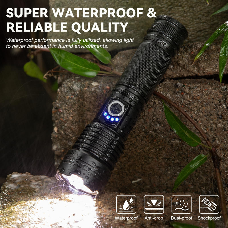 Rechargeable Flashlights High Lumens 3 Packs, 99,000 Lumens Super Bright LED Flash Light with 5 Modes Adjustable LED Flashlight, High Powered Flashlight for Home Camping Outdoor