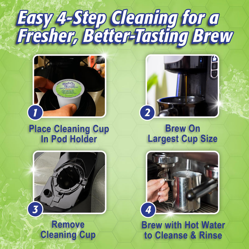 Quick & Clean [6-Pack] Keurig Cleaning Pods - K Cup Cleaner Pod For Keurig - 2.0 Coffee Machine Compatible, Removes Stains, Non-Toxic and Eco-Friendly 6 Count (Pack of 1)