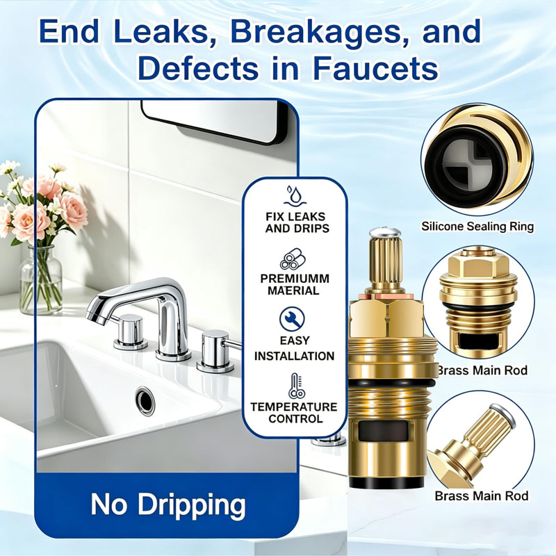 2 Pack Ceramic Faucet Cartridge for Grohe 45882000 45883000, 1/2 Inch 1/4 Turn Hot Cold Water Replacement, 90 Degree Valve for Grohe Kitchen Bathroom Shower Faucet Parts Hot&Cold