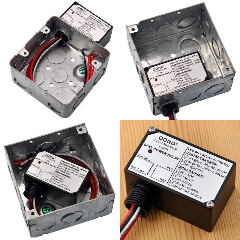 AC/DC 24V SPST 20Amp 250Vac/30Vdc Power Relay Module, Plastic Enclosure and Pre-Wired AC/DC 24V
