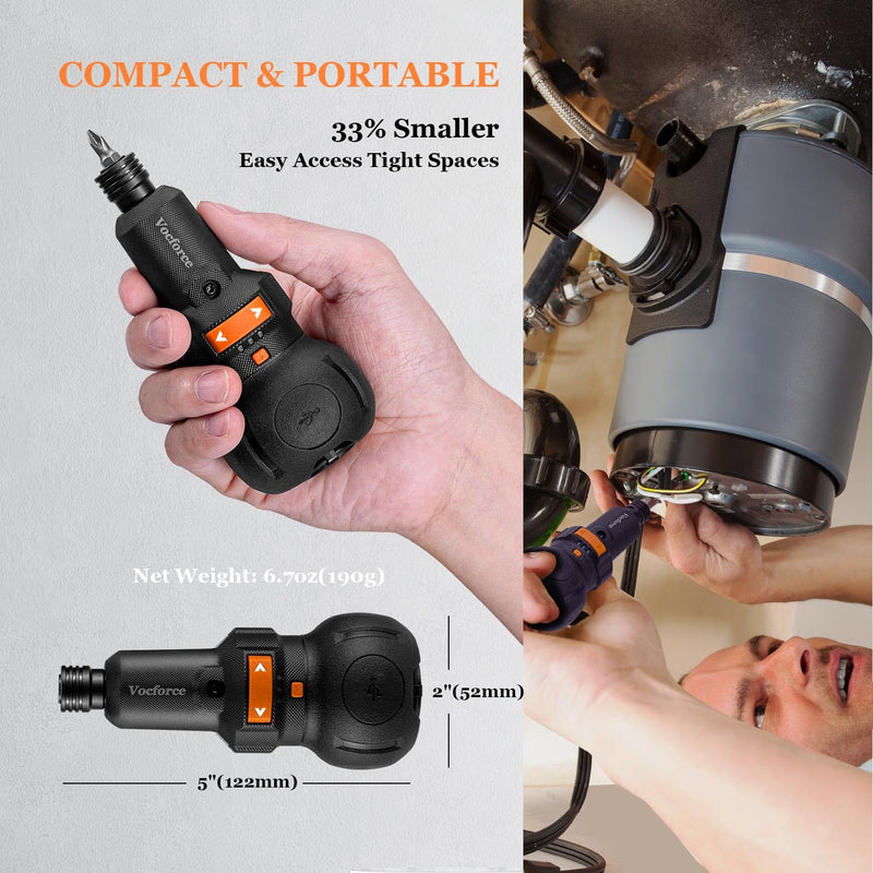Electric Screwdriver, 5" Compact 400RPM Small Cordless Screwdriver