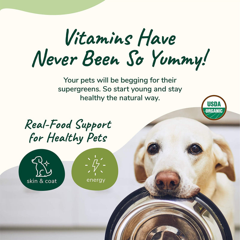 kin+kind Organic Multivitamin for Dogs & Cats - Vitamins and Supplements for Healthy Skin and Coat - Natural Formula with Wheatgrass, Kelp, Flax Seed, Seaweed and Coconut - Large 8 oz - Made in USA 8 oz (Pack of 1) - PawsPlanet Australia