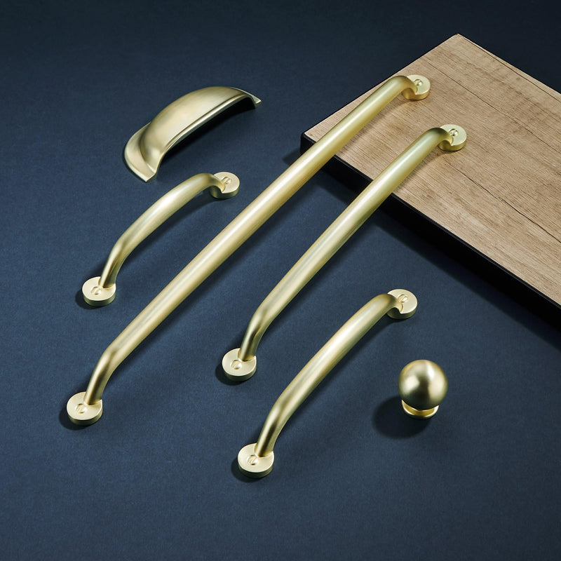 TUNNY 10 Pack Kitchen Cabinet Konbs-Single Hole Brushed Gold Furniture Hardware Handles Drawer pulls for Kitchen Cabinets Bedroom Cabinet Pulls Knob-10Pcs