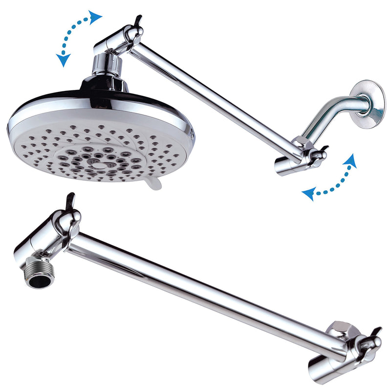 Hotel Spa 11" Solid Brass Adjustable Shower Arm with Lock Joint, Chrome, 2-Ft Range, Universal Connection