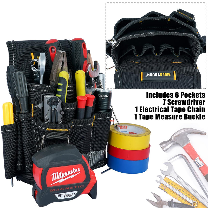 MELOTOUGH Electrician Tool Pouch Tool Belt Pouches Multiple Pockets Tool Organizer for Technician, Maintenance, HVAC Small Electrician Pouch Grey - NewNest Australia