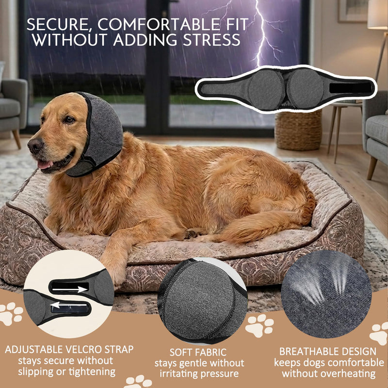 HOFi Noise-Protection Ear Covers for Dog: Calms Dogs in 3 Minutes by Reducing Loud Noise Impact During Fireworks/Thunderstorms/Vet Visits - Anxiety Relief for Large Breeds Golden/Lab/Shepherd