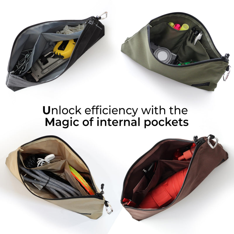 COREFLEX Premium Tool Pouch Zipper Bag, Small Tool Bag, Multipurpose Storage pouch, Heavy duty Flat Bottom Tool bag with YKK Zipper (6 pack Large 12inch) 6 pack Large 12inch