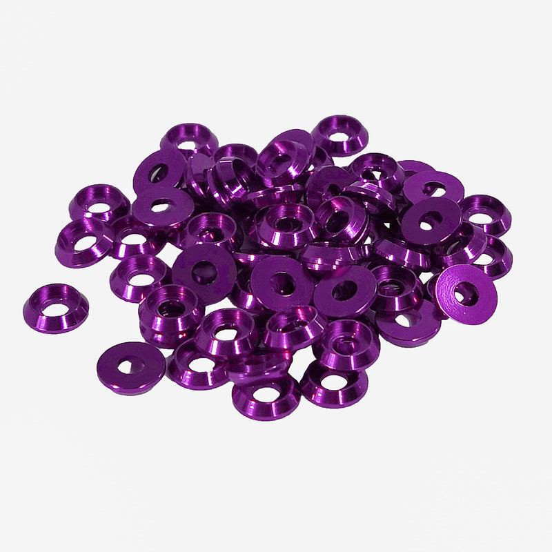 [60PCS] M3 Counterbore Washers Color Purple, Anodized Aluminum Alloy, Head Washers Gaskets Cup Shim for Screw RC/FPV/PC/Drone/Toys/Mechanical Accessories Parts