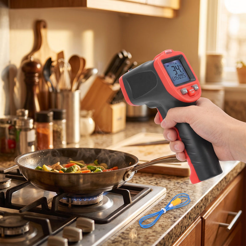 Handheld Digital Thermometer LCD -50 ℃ ~ 1050 ℃ Industrial Grade | Portable Temperature Meter with Backlit Display for HVAC Automotive Food Processing