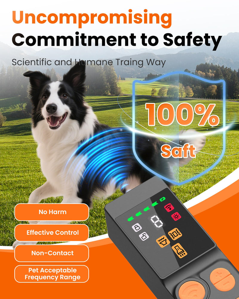 4X Ultrasonic Dog Bark Deterrent Devices, Anti Barking Device for Dogs with 10 Modes, 45FT Range, Rechargeable & Safe Bark Control for Indoor/Outdoor Use (Black+Orange) Black+Orange