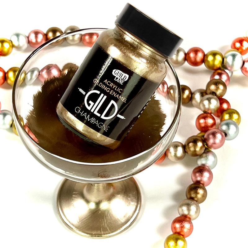 GILD Metallic Acrylic Enamel Paint - Champagne - For Wood, Metal, Glass, Furniture & Crafts - Water-Based, Non-Tarnish Finish - 60ml Tin - Made in Britain 2.03 Fl Oz (Pack of 1)