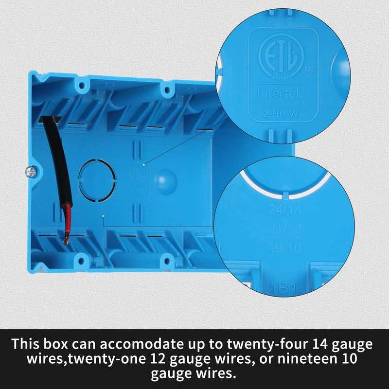 XIUTE 3 Gang Electrical Box,49 Cubic Inch Adjustable Boxes,Three Gang PVC Work Switch/Outlet Wall Electrical Box, ETL Approved，(Blue, 1-Pack) 3Gang 49Cu.In 1pack of blue