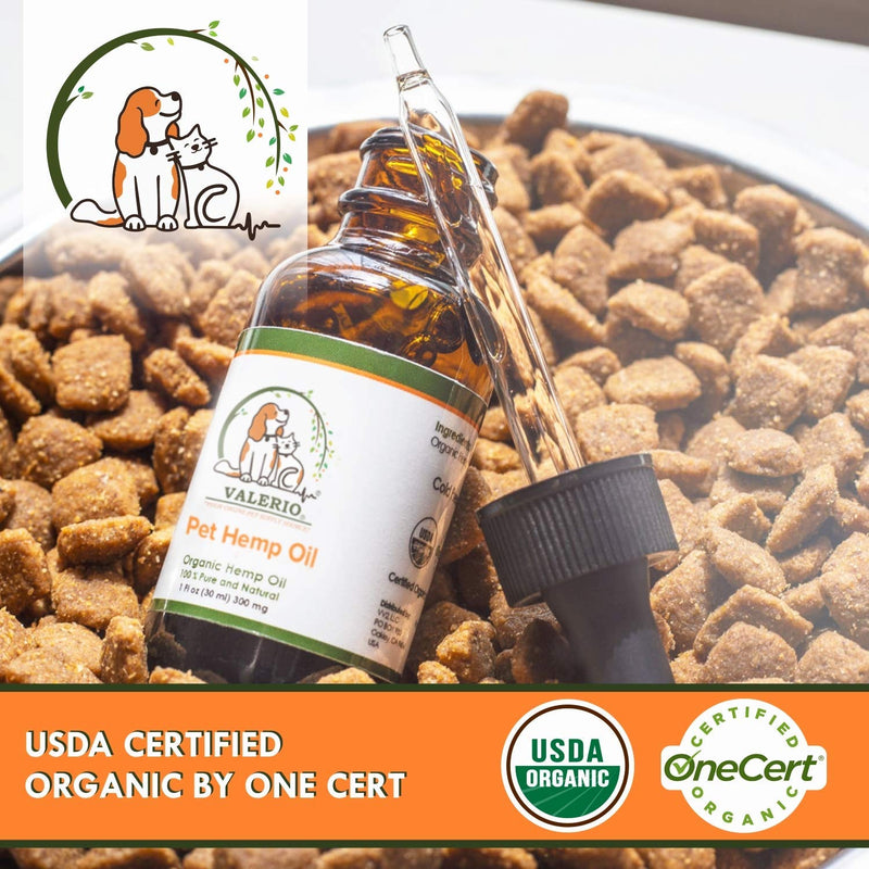 Valerio Pets Hemp Oil for Dogs and Cats - 1 Oz - Hemp Oil Drops with Omega Fatty Acids - Hip and Joint Support and Skin Health 1 Pack (1oz)