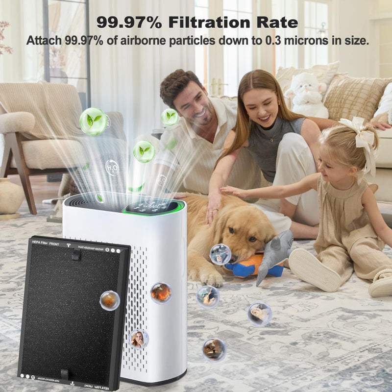 4Pack HAP602 Replacement Filter Compatible with ECOSELF HAP602 HAP602WF Air Purifier, 3-in-1 Composite HEPA Activated Carbon Pre-Filter, Black 4Packs