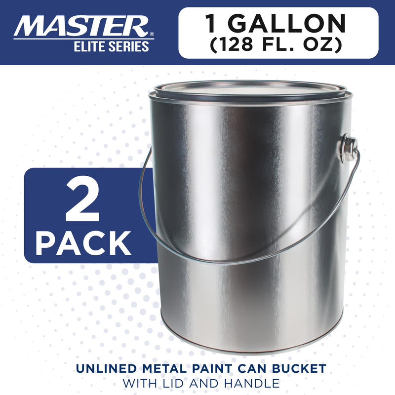 Master Elite 1 Gallon Unlined Empty Metal Paint Can Bucket with Lids,2-Pack 2 128-Fl Oz (Pack of 2)